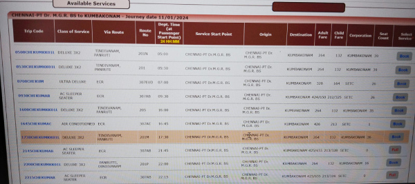 From which bus stand the buses from Chennai to Kumbakonam plies? 