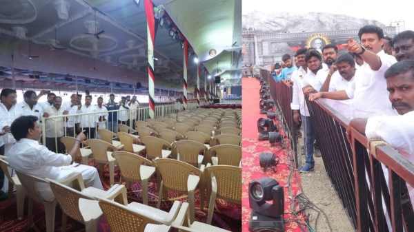 Minister Anbil Mahesh has spot visit on the DMK youth wing conference 