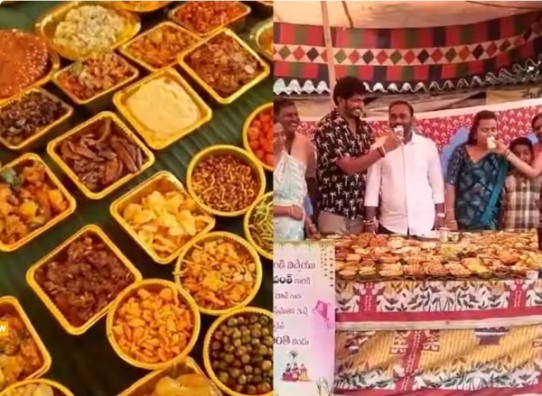 Mother-in-laws family feasted her son-in-law with 250 varieties of Sankranti food in Andhra pradesh