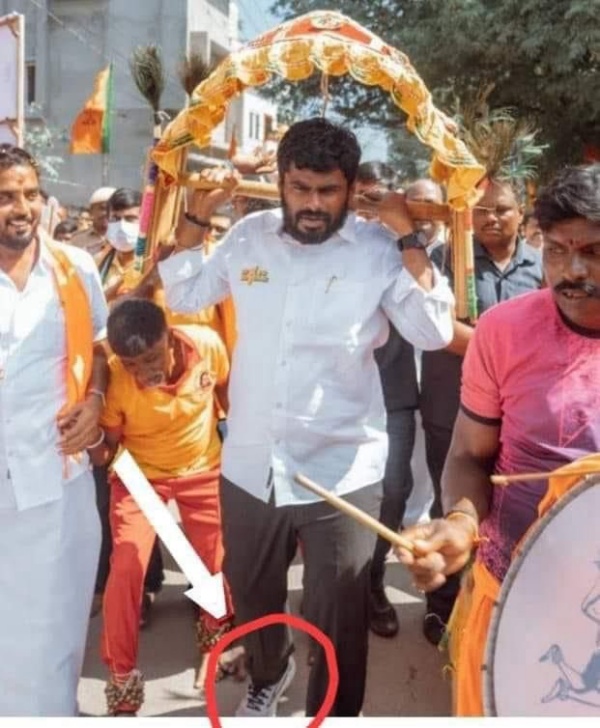  Annamalai takes kavadi with shoes: Strong condemnation