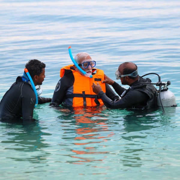  PM Narendra Modi tries snorkeling and enjoys his time on Lakshadweep beach 
