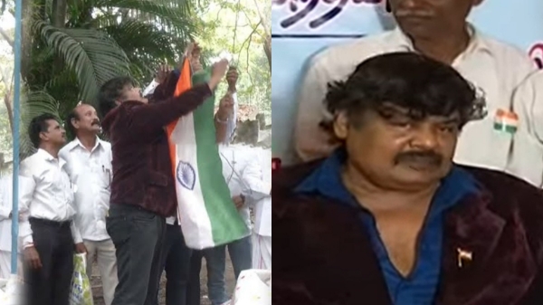 Mansoor Ali Khan unfurls national flag wrongly 