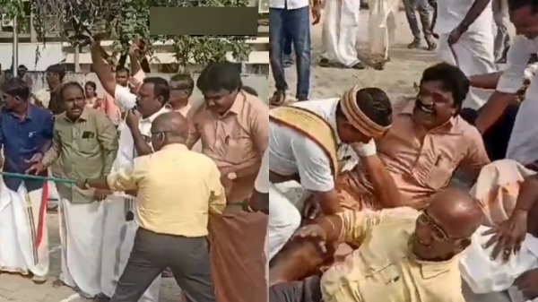 Tanjore Mayor and Deputy Mayor fell down while celebrating Pongal festival 