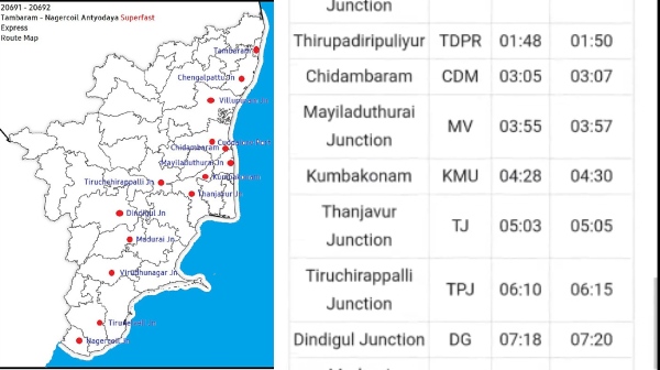 Do you know about Antyodaya train from Tambaram to Nagercoil? 