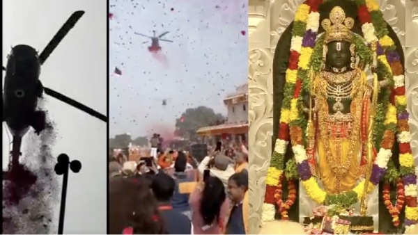  On day of opening Army Helicopters Shower Flowers On Ayodhya