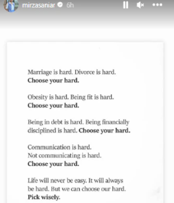 Divorce is hard, Sania Mirza’s instagram post added more fuel to her divorce with Pakistan cricketer Shoaib Malik? Divorce is hard, Sania Mirza’s instagram post added more fuel to her divorce with Pakistan cricketer Shoaib Malik?