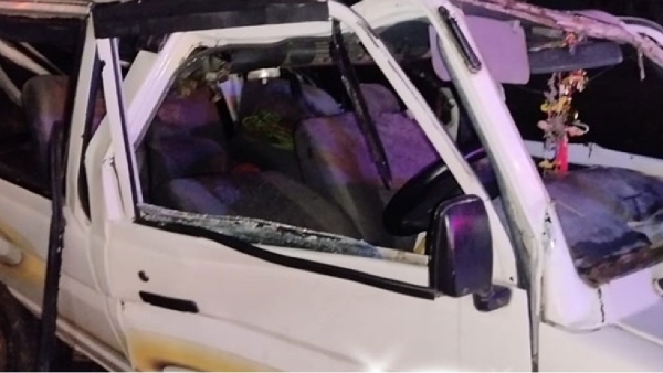 2 people were killed when a travels bus collided with a car near Ulundurpet 