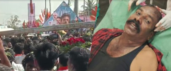 A man heavily injured due to bjp flag pole held for Annamalai padayatra A man heavily injured due to bjp flag pole held for Annamalai padayatra