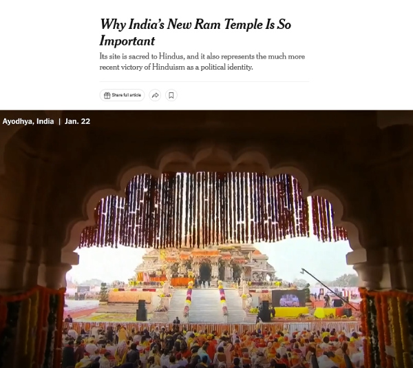 How did International media cover the Ayodhya Ram Mandir inauguration event 
