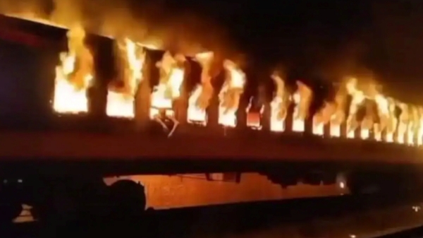 Five people killed in Bangladesh after a passenger train catch fire Friday 