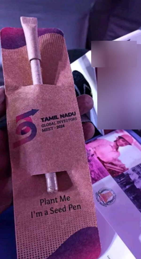 Government gifted seeds to plant with a pen in Tamil Nadu global investors meet 
