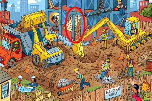 Optical Illusion: spot a toothbrush in construction scene 