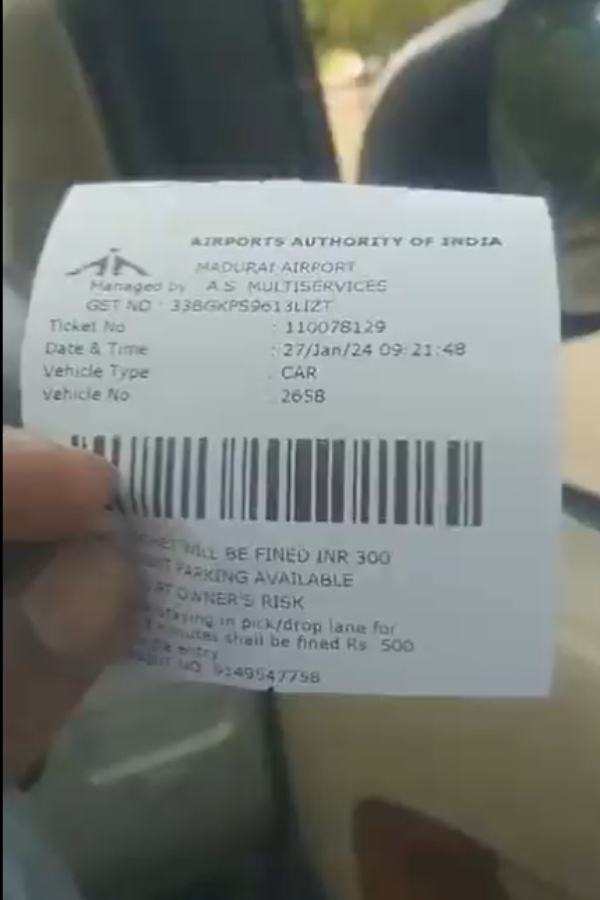 Video shows Man was charged higher traffic amount for parking in Madurai Airport