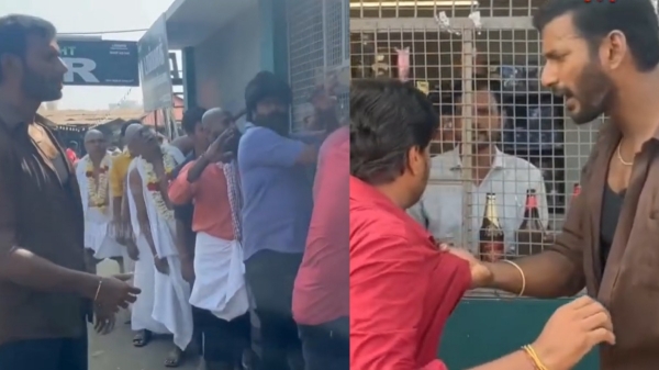 Actor Vishal beats a youth who came to tasmac 