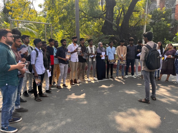 SIO students at Madras University demanding to stop Israels genocide in Gaza 