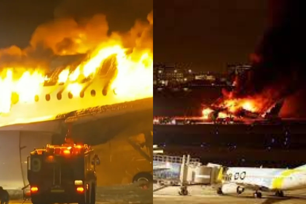  How the Japan airline flight catch fire after while landing
