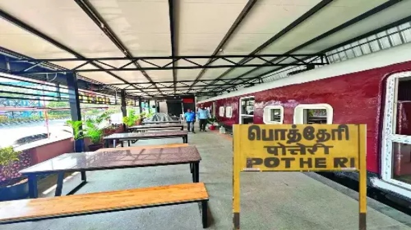 Chennai GST Road and the N H 32 train box restaurant is open in Potheri Railway Station