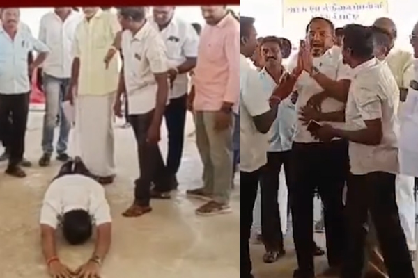  Salem West MLA Arul apologized to governemtn school students falling on their feet
