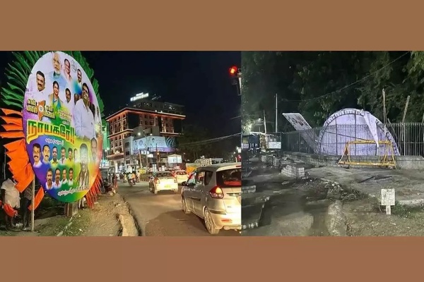 Vellore BJP and Tamil nadu BJP Leader Annamalai welcome banners torn down in Vellore Katpadi City