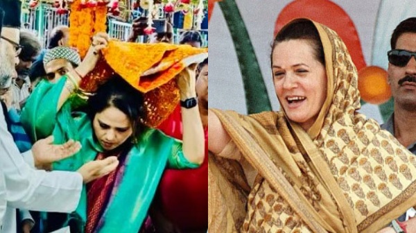 Sonia Gandhi give to Silk Shawl for the Chennai Mount Road Darha Sandalwood urs Festival. 