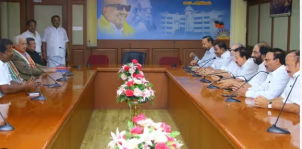 Stalin expressed his happiness that DMK seat sharing talks with alliance parties are going smoothly 