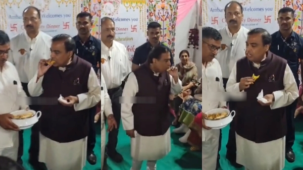 Mukesh Ambani gives feast for villagers for his son wedding 