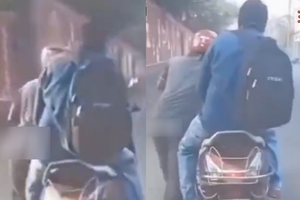  Rapido rider in Hyderabad forced to push his two-wheeler with a customer