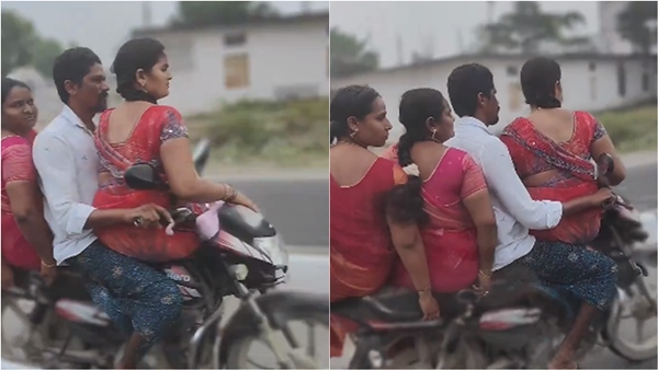 Road Safety awareness: How can four people travel on the same two-wheeler on the road? 