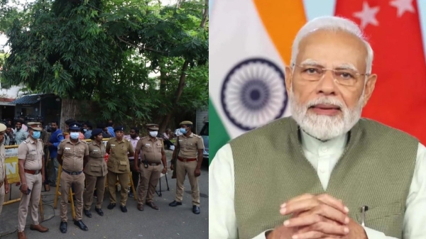 Heavy Police has been deployed due to PM Modi Tamilnadu visit 