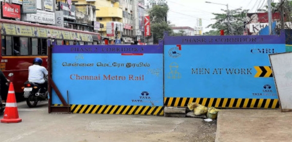  Traffic diversion in Chennai Adyar - Indra Nagar area For one week due to Metro Rail Works