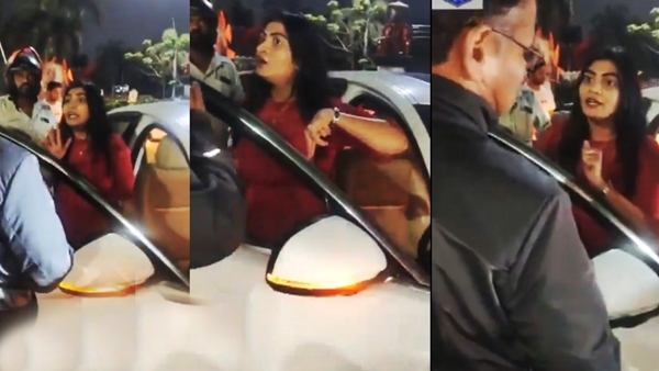  A young woman attacked a traffic policeman who stopped her luxury car in Hyderabad 