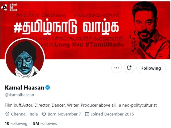 Kamal Haasan is on top on Twitter