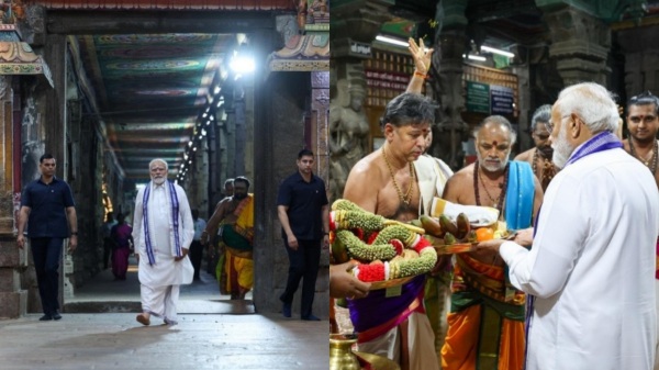 I feel privileged to have darshan at Madurai Meenakshi Amman Temple says PM Modi I feel privileged to have darshan at Madurai Meenakshi Amman Temple says PM Modi