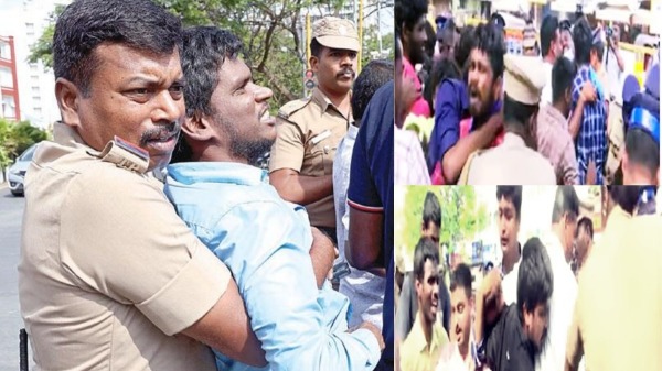 Major request from visually handicap people and blocking the Main road today also in Chennai Guindy