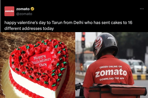 Delhi man sent cake for 16 different locations via Zomato on Valentine’s day Delhi man sent cake for 16 different locations via Zomato on Valentine’s day