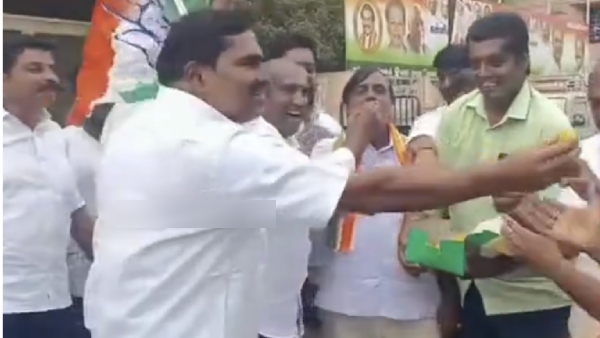 Vijayadharani exit from the party Congress Cadres Celebrated in her Constituency Vijayadharani exit from the party Congress Cadres Celebrated in her Constituency
