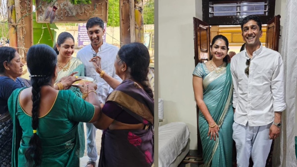 Vijayakumar granddaughter Diyas has a reception in his home town