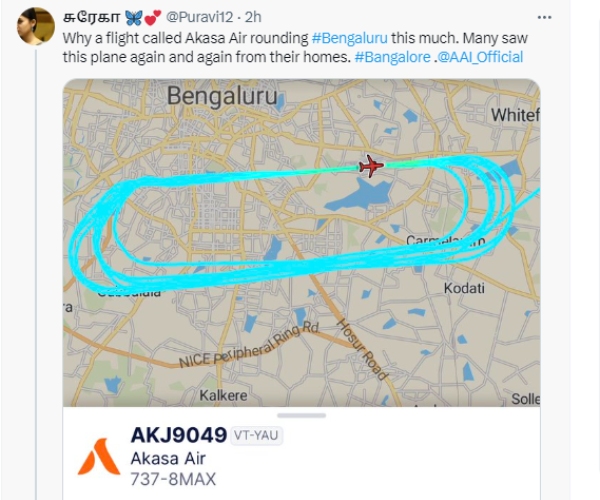 Akasa air flight circling Bangalore south area: What is the reason Akasa air flight circling Bangalore south area: What is the reason