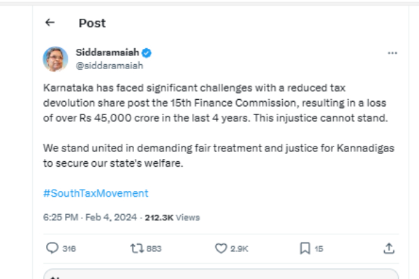  Injustice to Karnataka in tax devolution, says CM Siddaramaia 