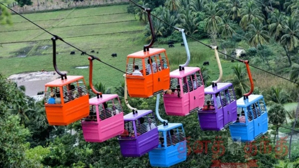 Rope car at Tiruparangunram, Tiruneermalai For the renovation of a 1000 year old temple Rs. 100 crores 