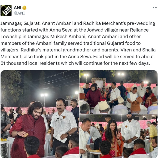 Mukesh Ambani gives feast for villagers for his son wedding 