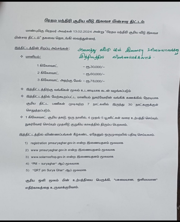 PM Surya Ghar Yojana 2024 : Suryoday Yojana Online Registration - Eligibility, Benefits in Tamil PM Surya Ghar Yojana 2024 : Suryoday Yojana Online Registration - Eligibility, Benefits in Tamil