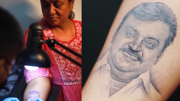 Premalatha Vijayakanths tattoo on her hand has made everyone emotional Premalatha Vijayakanths tattoo on her hand has made everyone emotional