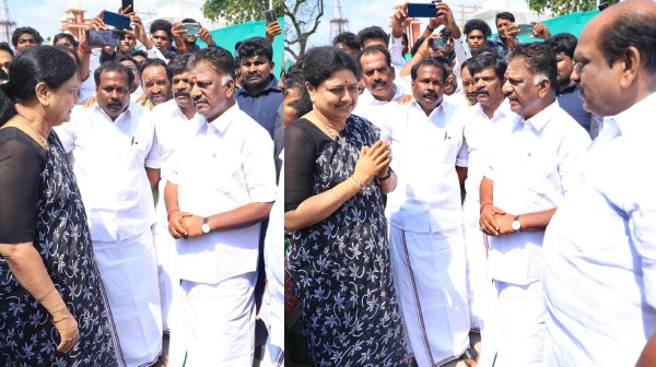 Former CM O Panneerselvam met Sasikala near Anna memorial today