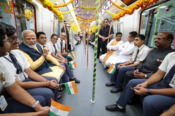 PM Modi rides on India s first underwater Metro in Kolkata