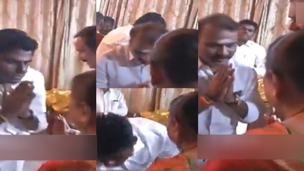 Annamalai gets blessings from Ramadoss wife Saraswathi in Thailapuram Garden Annamalai gets blessings from Ramadoss wife Saraswathi in Thailapuram Garden