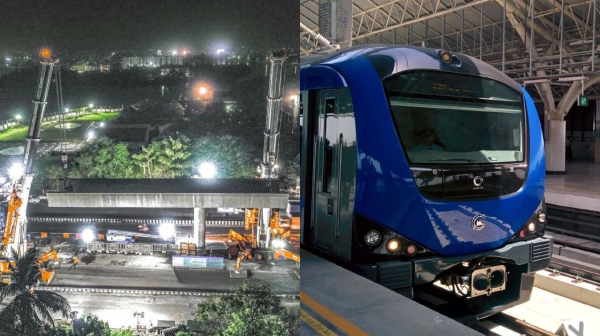 Chennai Metro Rail Ltd has fast tracking OMR works Pillars are coming up fast