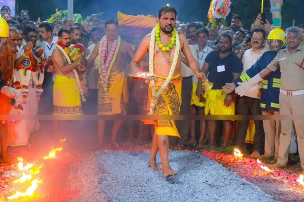 Thousands of Devotees throng in ritual of walking on embers at Erode Bannari Amman Temple