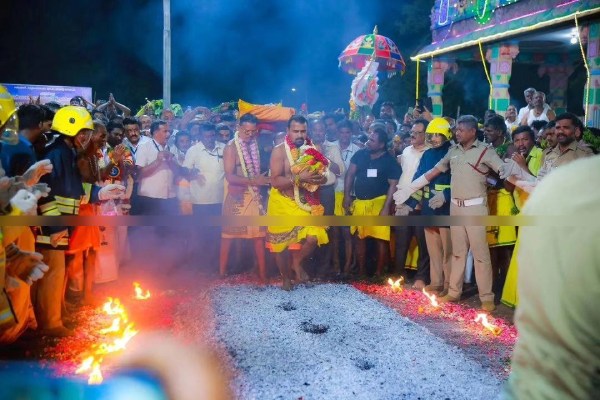 Thousands of Devotees throng in ritual of walking on embers at Erode Bannari Amman Temple