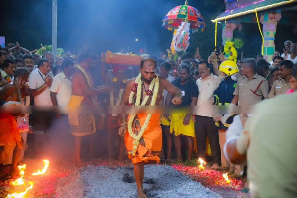 Thousands of Devotees throng in ritual of walking on embers at Erode Bannari Amman Temple